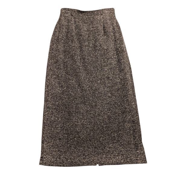 Vintage Liz Claiborne Collection Wool Blend Pencil Skirt Brown Tweed Midi - Picture 1 of 14